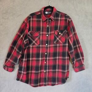 Polar King Heavyweight Snap Cotton Flannel Shirt Men's XL Plaid Lumberjack